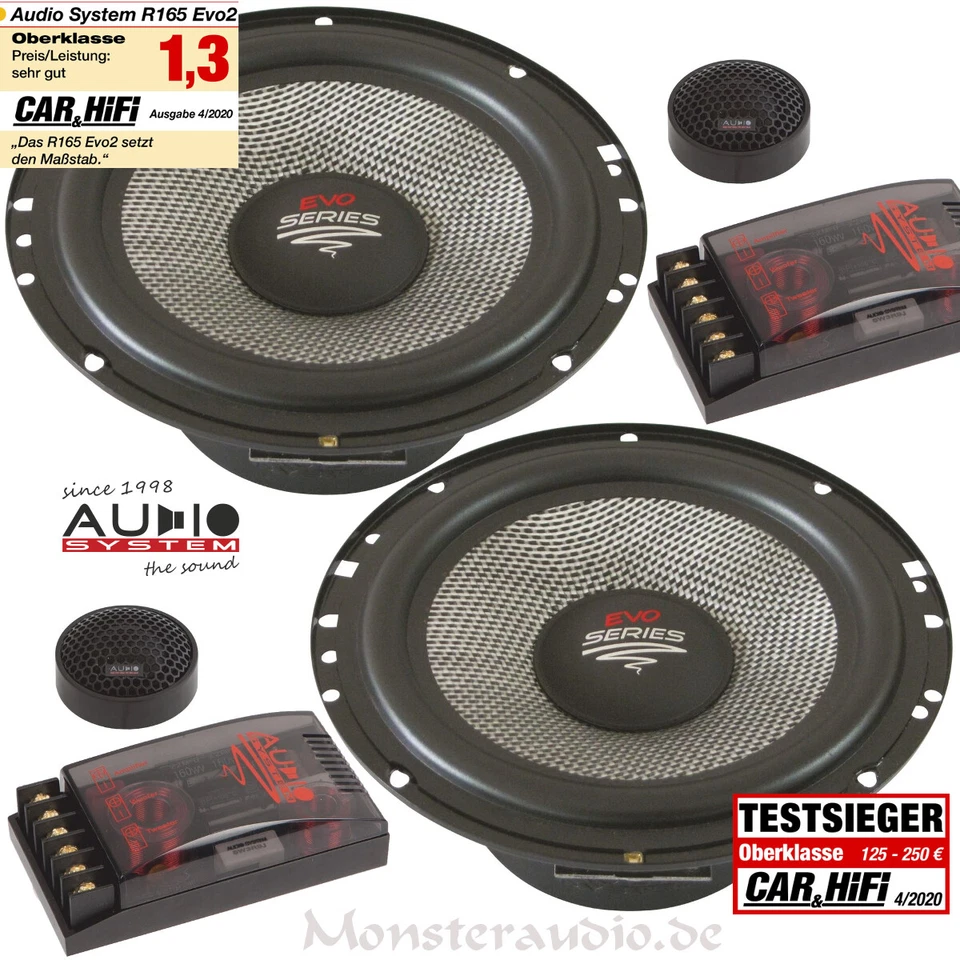 AUDIO SYSTEM R 165 EVO2 16,5cm 2-Wege Lautsprecher 165mm Boxen 280 Watt Radion - Bild 1 von 4