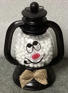 Schneemann LED Laterne Licht Mini Tischplatte Urlaub Dekor Kunstschnee gebraucht - Bild 1 von 14