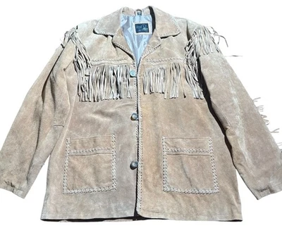 Chaqueta Abrigo Rancher 3XL Southwest Flecos Botón Pesado Vintage Cuero Real Gamuza Foto 1 de 4
