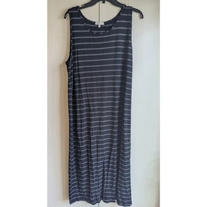 Habitat Women's Black & White Striped Rayon Blend Sleeveless Tank Dress Size XL - Picture 1 of 5