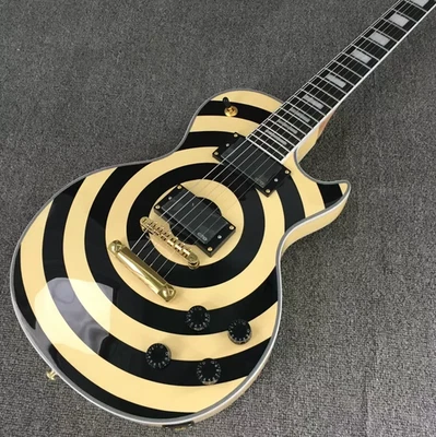 Ship US LP Zakk Wylde Yellow Bullseye Electric Guitar Fixed Bridge Gold Hardware - Image 1 of 4