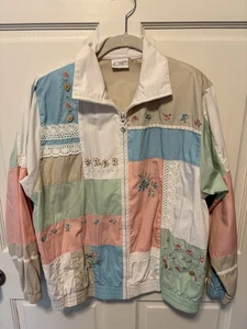 Vintage Koret Francisca 80er Baumwolle Patchwork Jacke Mantel Oma Gr. L Large - Bild 1 von 4