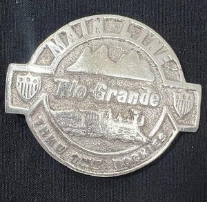 PLATA ESTERLINA 3 oz RIO GRANDE HEBILLA DE CINTURÓN DE FERROCARRIL DRGW TREN GRÁFICO COMO ESTÁ - Imagen 1 de 24