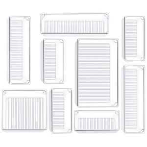 9 Pcs Drawer Organizer Set, 4-Size Bathroom Vanity Trays Makeup Desk Dividers... - Picture 1 of 6
