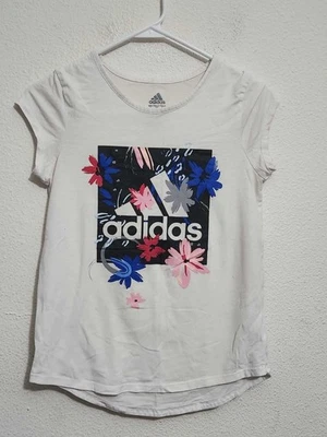 Adidas Girls XL (16) Short-Sleeve Floral Print Logo T-Shirt - Image 1 of 3