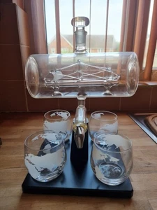 Brandy/Whiskey Decanter Set With 4 Glasses - Picture 1 of 5