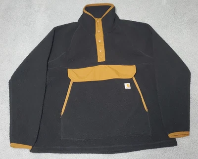 Pullover a presión de vellón de ajuste relajado negro/marrón para mujer Carhartt talla L 12-14 Foto 1 de 4