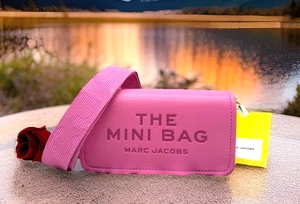 AUTÉNTICO NUEVO CON ETIQUETAS Bolso Bandolera Marc Jacobs The Dual Mini Correa de Cuero-Arco Rosa - Imagen 1 de 15
