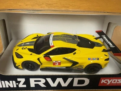 NEW Kyosho  Mini-Z MR-03 Chevrolet Corvette C8.R RWD Ready Set, Yellow 32342Y - Image 1 of 3
