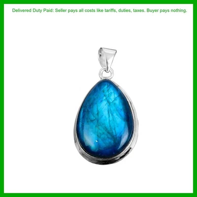 Oferta de Año Nuevo Neón Flash Labradorita Piedras Preciosas Bisel Colgante Joyería Plata 925 Foto 1 de 4