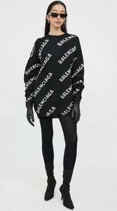 Suéter Balenciaga tejido de lana blanco y negro con logotipo - Imagen 1 de 16