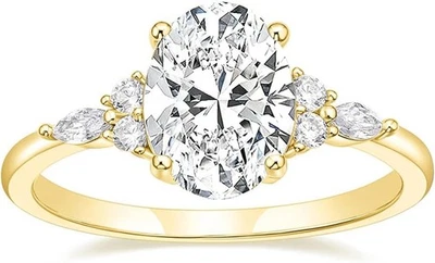 Anillos Sortijas De Oro 3CT 925 de Compromiso Matrimonio Boda Para Mujer Tres To Foto 1 de 4