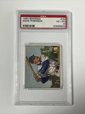 1950 Bowman Eddie Robinson #18 VG-EX 4 Washington Senators - Image 1 of 2
