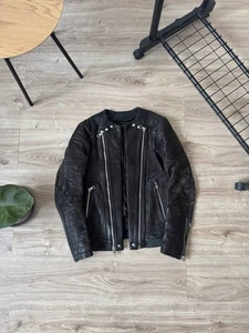 Balmain x H&M Black Biker Leather Jacket Men's Size 44 - Picture 1 of 12