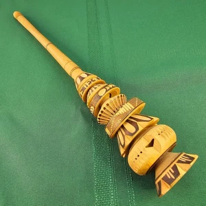 Vintage handgeschnitzt Holz mexikanischer Molinillo heiße Schokolade Schneebesen Rührer - Bild 1 von 8