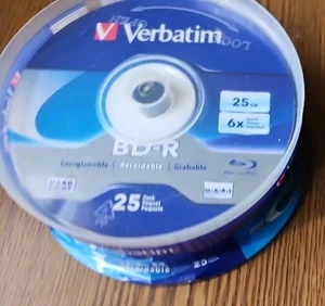 Verbatim 97457 BD-R 25GB 6X 25pk Spindle Blu-Ray Disc NEW SEALED Recordable - Afbeelding 1 van 3