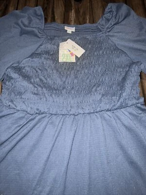 Vestido LuLaRoe 2XL Alina Nap Azul Sólido Denim 20/22 XXL 2X Unicornio Arrugado 🦄 Nuevo Foto 1 de 4