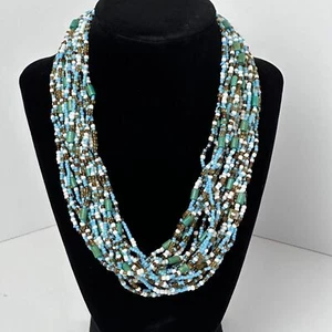 Collar Multicolor Sirena Pavo Real Semilla Cuentas Multi Hilo Joyería de Moda - Imagen 1 de 10