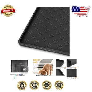Elegant Black Silicone Pet Placemat: Waterproof, Anti-Slip, 31.5" x 23.6" - Picture 1 of 10