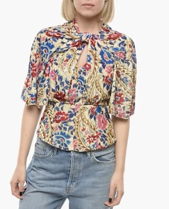 ISABEL MARANT Mucio Knotted Top Velour Velvet Multicolour Size 40 Flor BNWT - Picture 1 of 13