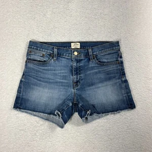 J. Crew Jean Shorts Womens 29 (W31) Frayed Hem Mid Rise Light Wash Denim Stretch - Picture 1 of 10