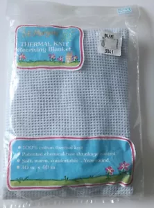 Vintage J.E. Morgan Baby Thermal Knit Receiving Blanket Blue NIP 30"x40”  - Picture 1 of 5