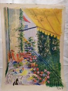 École française XXéme hst le balcon fleuri Paris post Impressionnisme 30x40 - Foto 1 di 4
