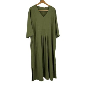 Soft Surroundings Olive Green 100% Cotton Gauze Tunic Maxi Dress Women's 3XL - Picture 1 of 13