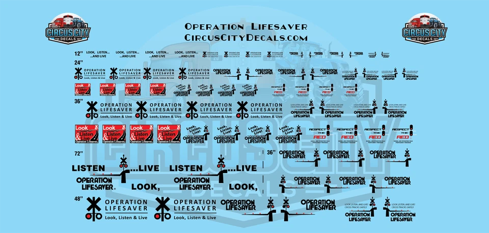 Operation Lifesaver Logos Black HO 1:87 Scale Decal Set - Image 1 of 1