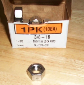 BOX of 10--Center lock 2 Way All Metal Reversible Lock Nut 3/8-16 coarse thread - Picture 1 of 2