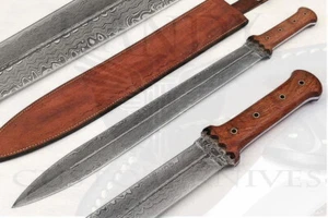 CUSTOM HANDMADE FORGED DAMASCUS STEEL ROMAN GLADIUS DAGGER SWORD,SURVIVAL SWORD - Picture 1 of 5