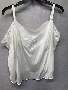 Vintage Danbury Plus Size 4X White Camisole Slip Adjustable Strap Nylon Lace - Picture 1 of 7