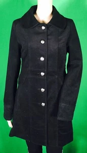 Neu ohne Etikett Delia's Damen schwarzer Peacoat Knopfleiste Wollmischung Größe Medium - Bild 1 von 9