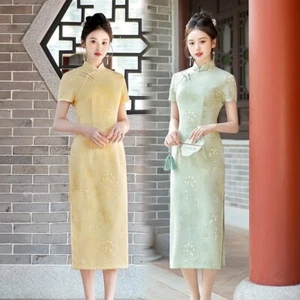 Vestido Qipao de Verano Chino Tradicional de Lino Cheongsam para Mujer Vestido de Fiesta de Noche - Imagen 1 de 8