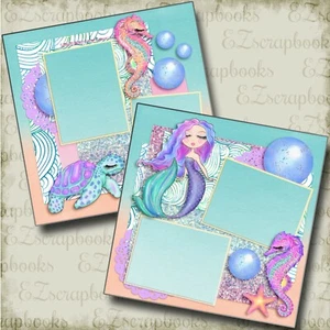 Shimmery Sea Life - 2 Premade Scrapbook Pages - EZ Layout 4850 - Picture 1 of 2