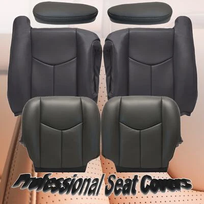 Cubierta de asiento de cuero gris inferior y superior gris para GMC Sierra Chevy Silverado 03-06 Foto 1 de 4