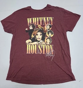 Whitney Houston Shirt Mens Medium Maroon Short Sleeve Graphic Pop Music Concert - Picture 1 of 8