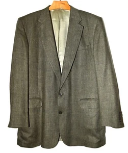 Bachrach Dark Gray Herringbone Wool Mens 2 Button Sport Coat Size 48R USA - Picture 1 of 10