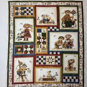 Teaderberry Stitches Bears Wall Hanging Panel Flannel Fabric #107 - Picture 1 of 2