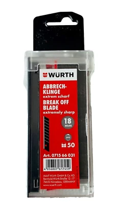Würth 50x Abbrechklinge schwarz 18mm extrem scharf Schiebespender Cuttermesser - Bild 1 von 2