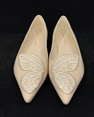 Sophia Webster Cuero Tostado Bibi Mariposa Bordado Pisos - Euro 40.5/US 9.5 Foto 1 de 4