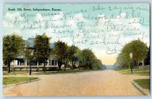 Independence Kansas KS Postcard South Street Trees House c1910 Vintage Antique - Bild 1 von 2