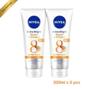 Nivea Extra Bright Repair & Protect SPF50 8 Super Food Body Serum 320ml x 2 - Picture 1 of 11