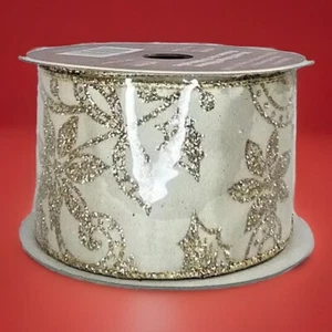 NEU 2,5" Weißgold Drahtkante Band 10 Yards Celebrate It Mega Rolle Basteln - Bild 1 von 7