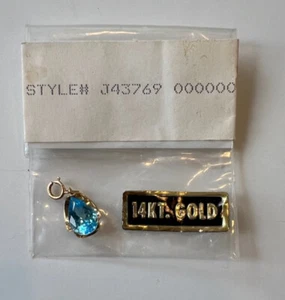 14K yg and blue stone aquamarine faceted PENDANT for necklace - Picture 1 of 7