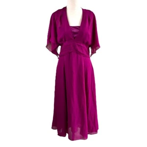 Eight By Table Eight Dress Womens 10 Purple V-neck Sheer Long Gown With Slip - Picture 1 of 22
