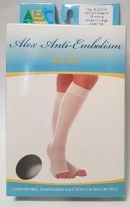 NEW Alex Hosiery Knee High Socks 18 mmHg Open Toe XL White 87214 (#43) - Bild 1 von 4