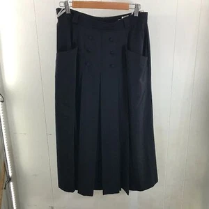 vintage Ravens navy wool blend sailor style pleated academia midi skirt size 14 - Picture 1 of 4
