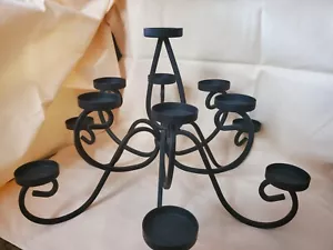 Candelabro de metal de hierro negro soporte de luz votivo/té, pieza central, 13 brazos - Imagen 1 de 7