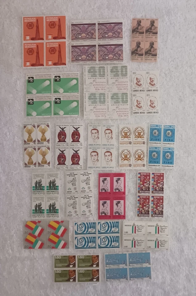 МЕКСИКА - 1975 -1981 - ЛОТ ИЗ 20 БЛОКОВ 4 МАРОК - MNH - #M19 - Изображение 1 из 1